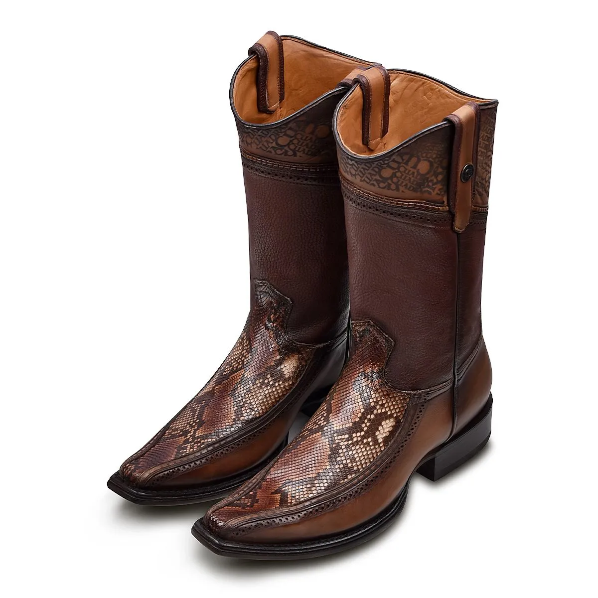 1B1DPH - Cuadra brown dress western cowboy python skin boots for men