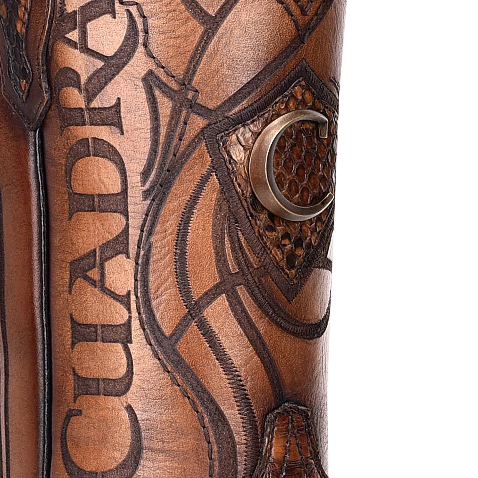 1J1NPH - Cuadra chestnut western cowboy python skin boots for men