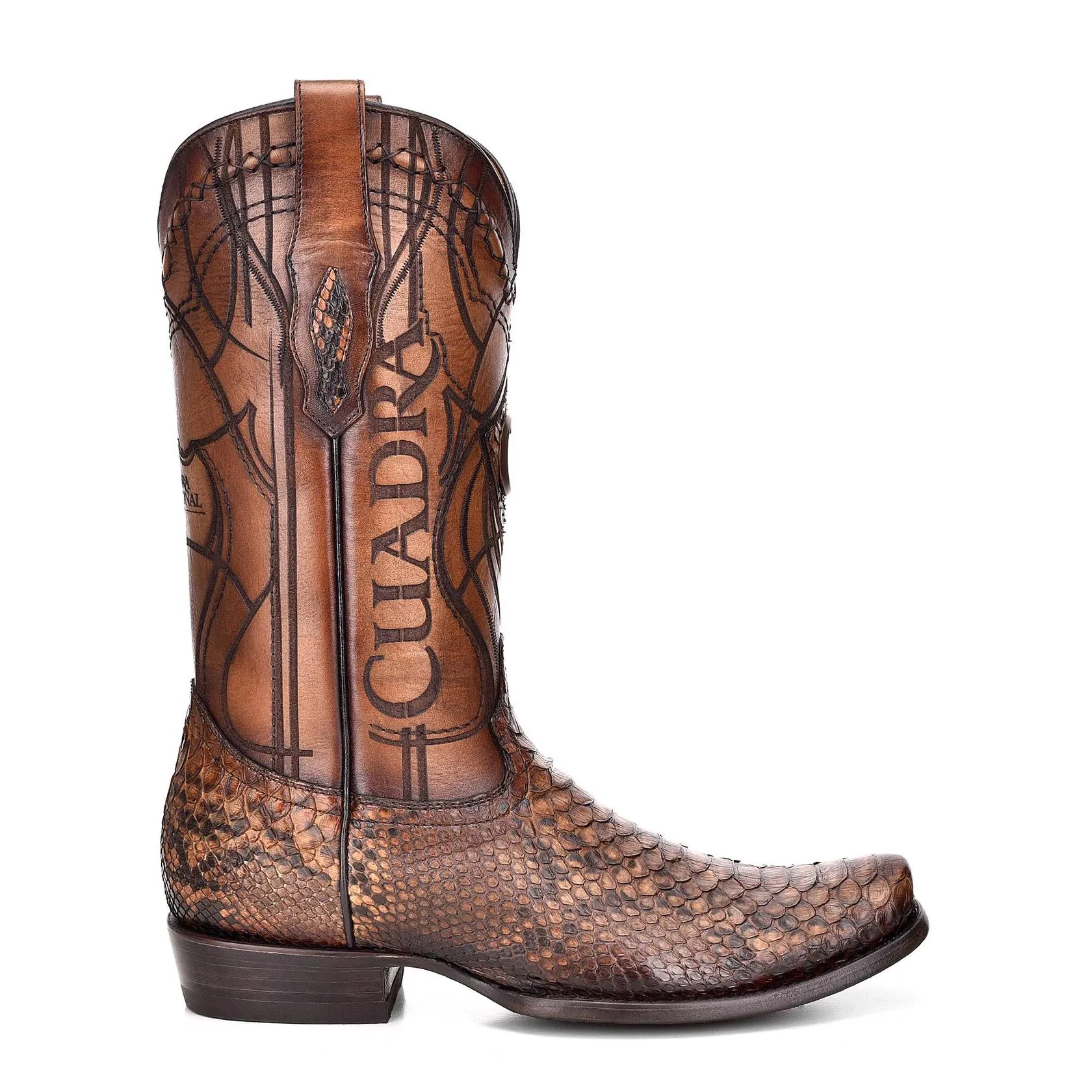 1J1NPH - Cuadra chestnut western cowboy python skin boots for men