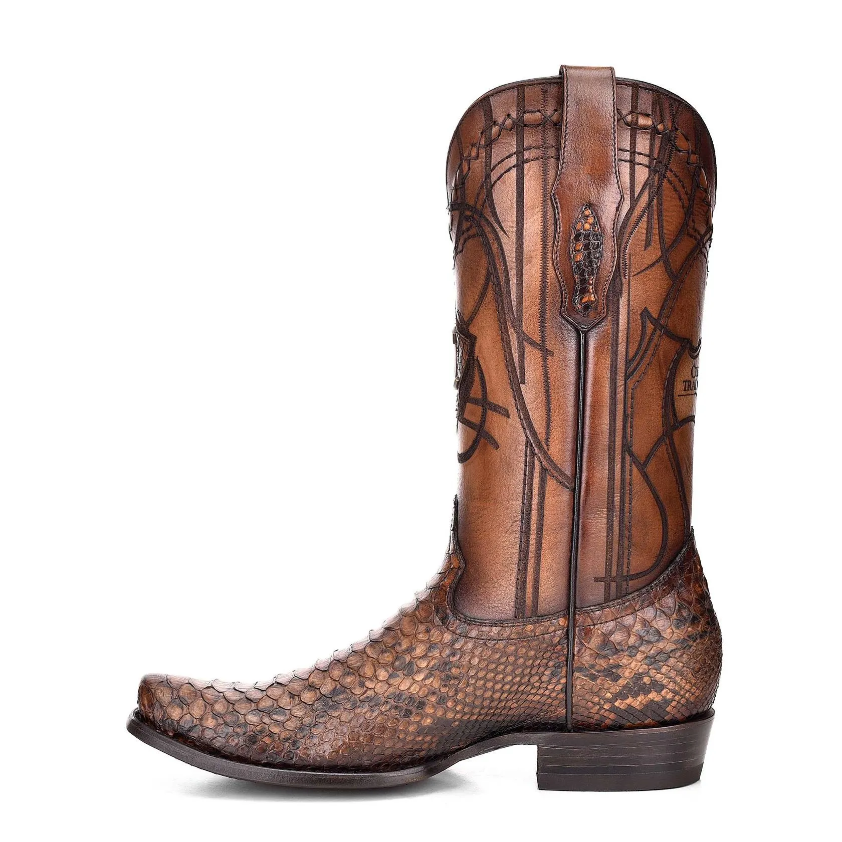 1J1NPH - Cuadra chestnut western cowboy python skin boots for men