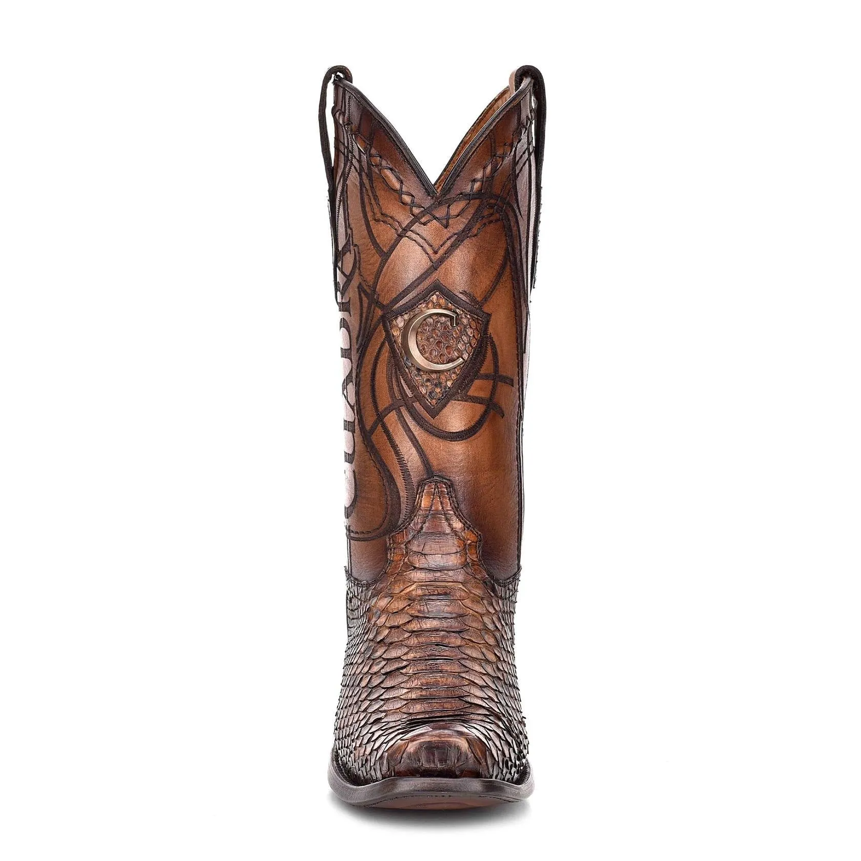 1J1NPH - Cuadra chestnut western cowboy python skin boots for men