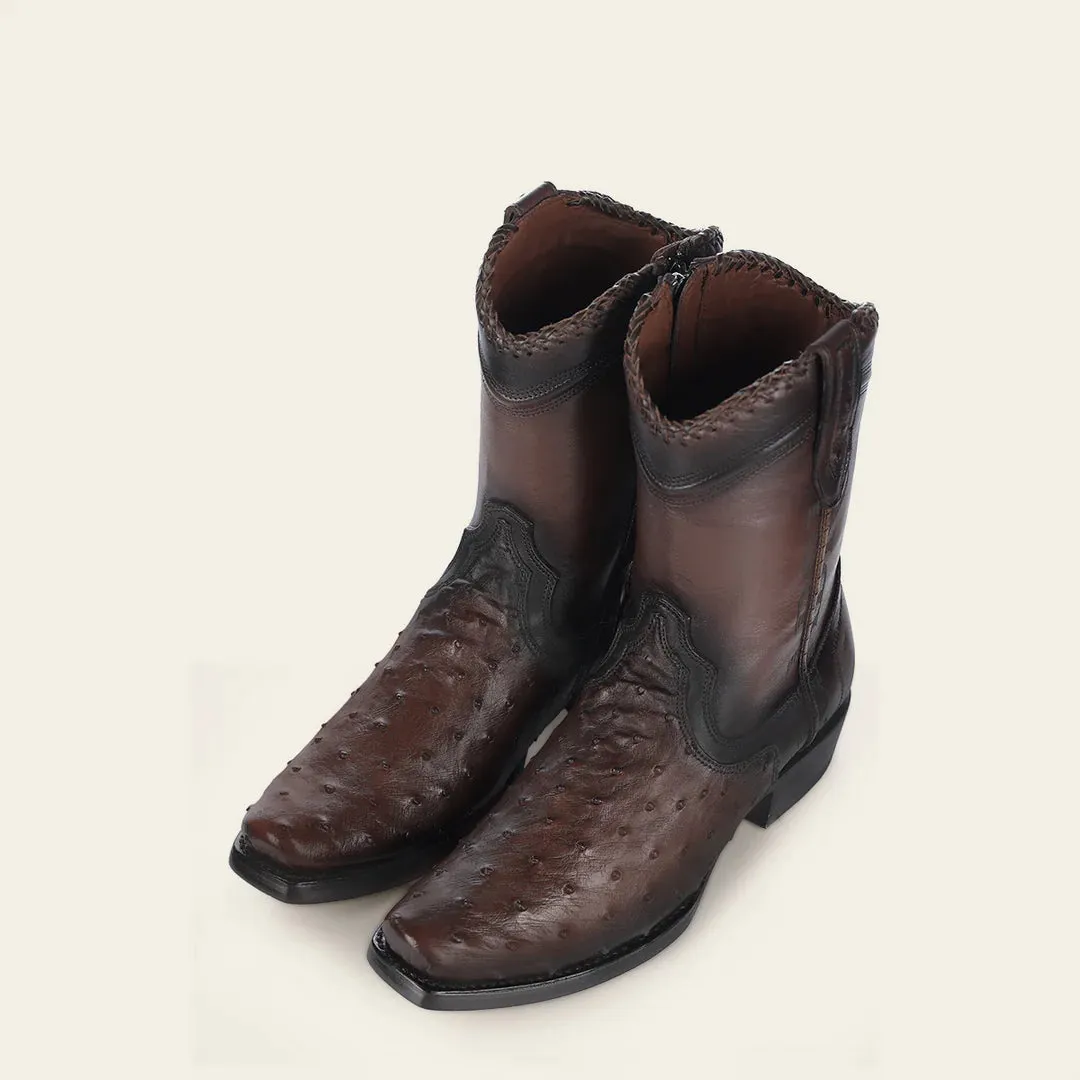 1J3DA1- Cuadra chocolate dress cowboy ostrich leather boots for men