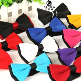 2015 Men's bowtie accesorios patchwor solid color bowknots bowties 12cm * 6cm butterfly bow tie gravatas borboleta lot Wholesale