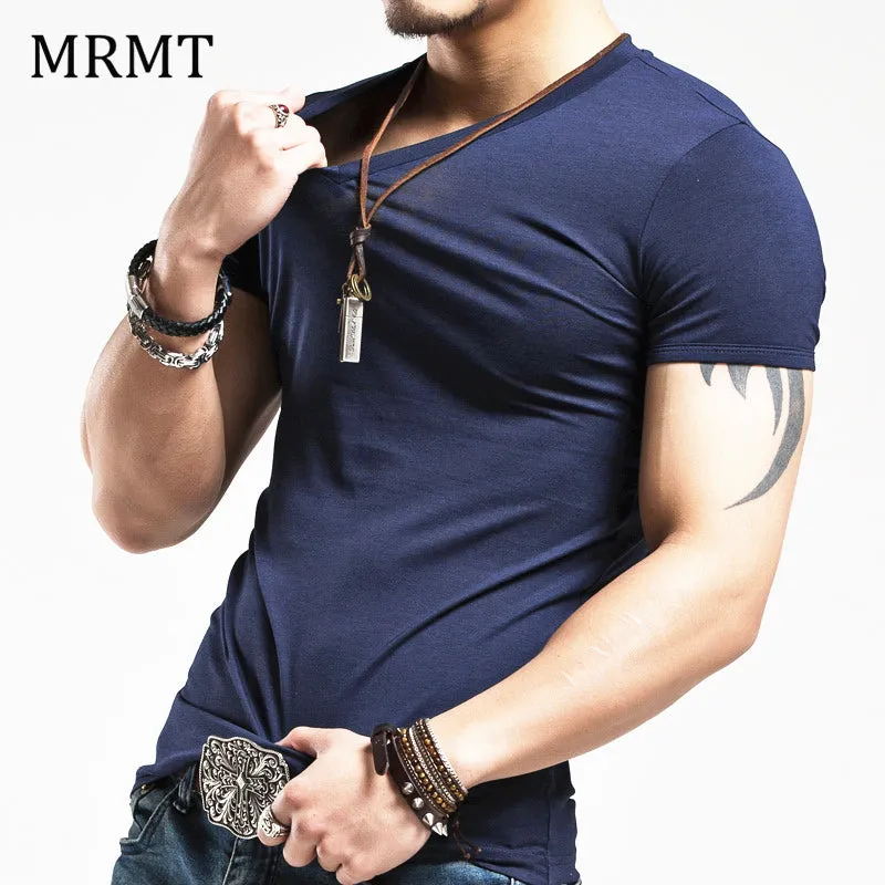 2018 MRMT Brand Clothing 10 colors elastic V neck Men T Shirt Mens Fashion Tshirt Fitness Casual Male T-shirt 5XL Free Shipping