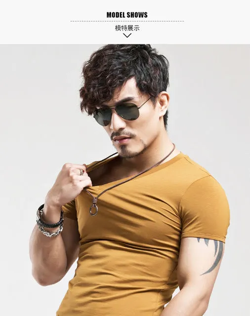 2018 MRMT Brand Clothing 10 colors elastic V neck Men T Shirt Mens Fashion Tshirt Fitness Casual Male T-shirt 5XL Free Shipping