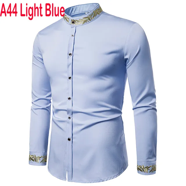 2022 Embroidery Men Casual Long Sleeve Shirts