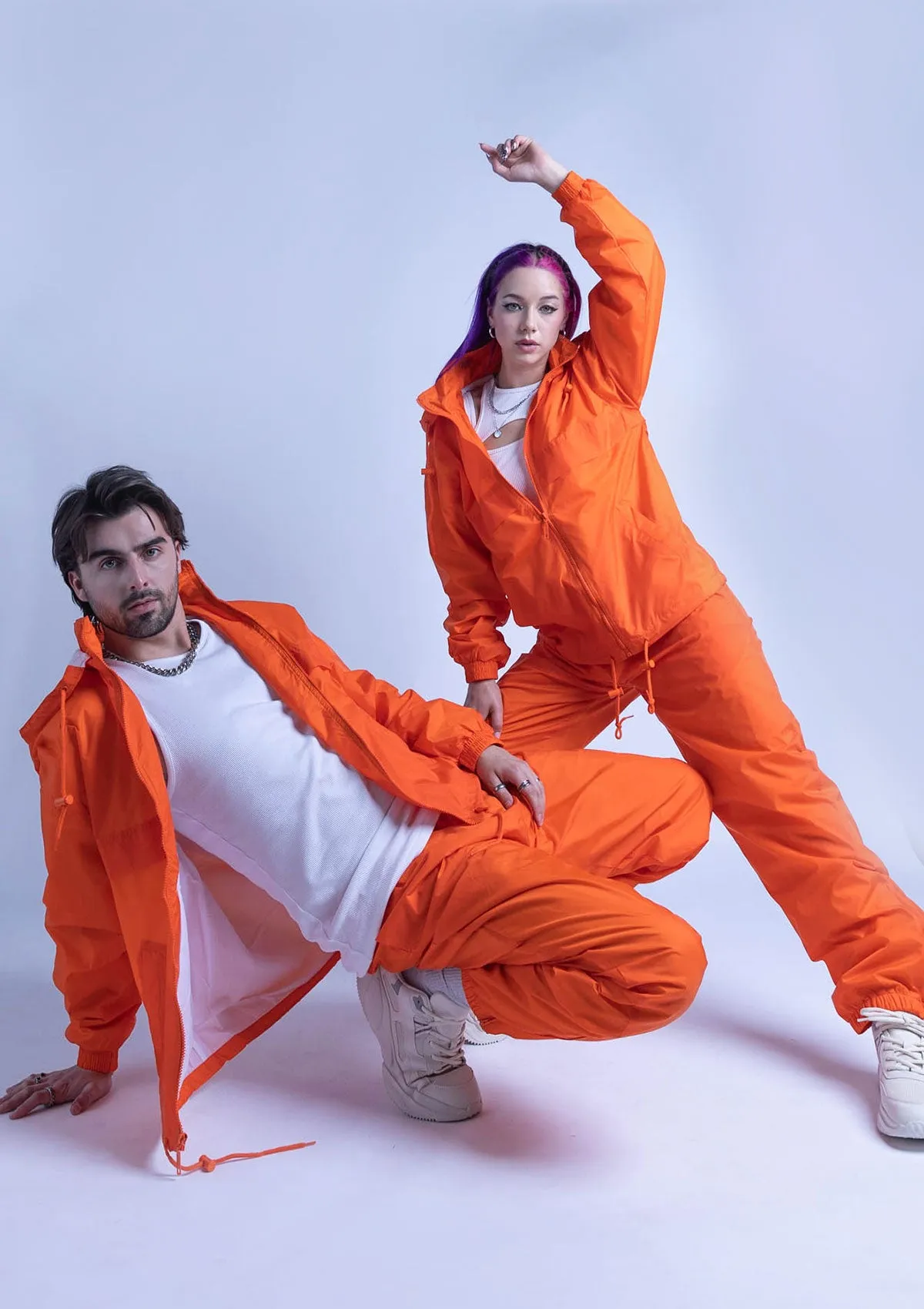 2300S Unisex Full Zipper Taffeta Nylon Tracksuit Set - Orange