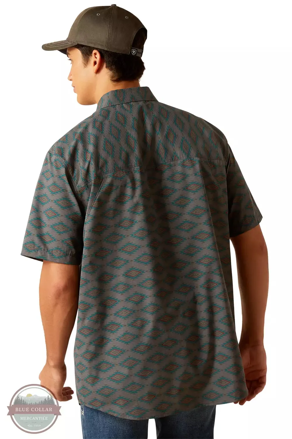 360 Airflow Classic Fit Short Sleeve Shirt in a Gray & Teal Print by Ariat 10048568