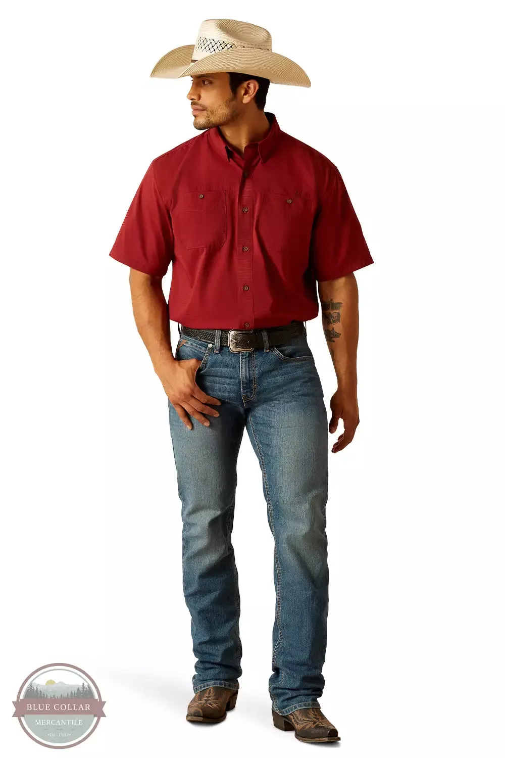 360 Airflow Classic Fit Short Sleeve Shirt in Merlot by Ariat 10048569