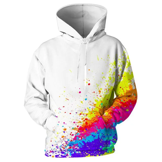 3d print harajuku Splash Paint Print Rainbow Hoodies