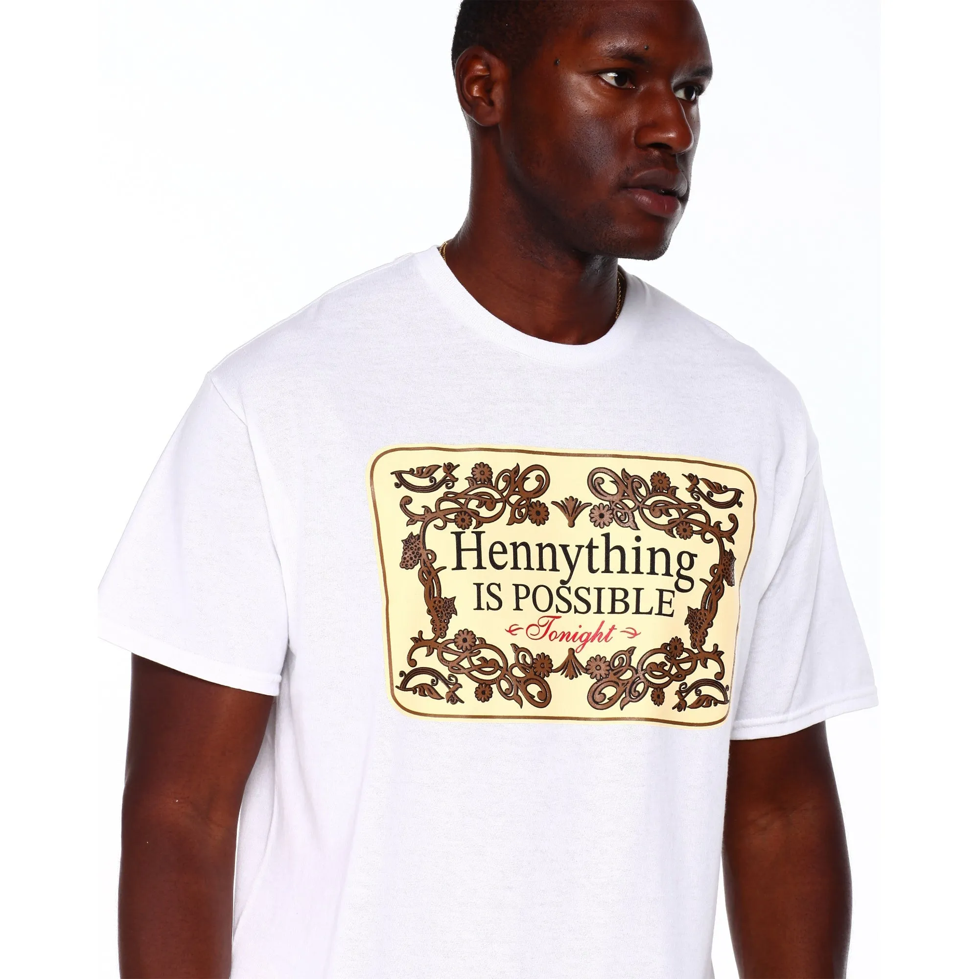 3Forty Inc Men Hennything is Possible T-Shirt (White)