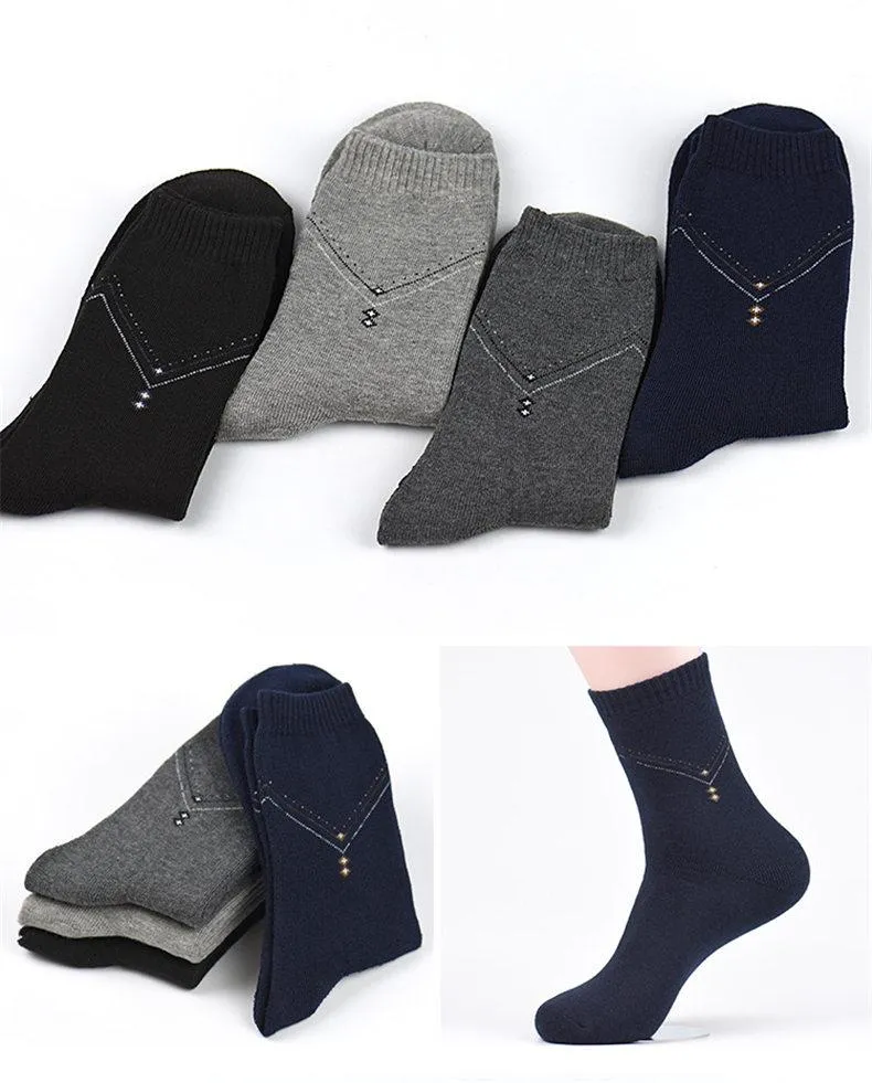 4pairs Winter Thick Warm Terry Classic Casual Thermal Socks for Men