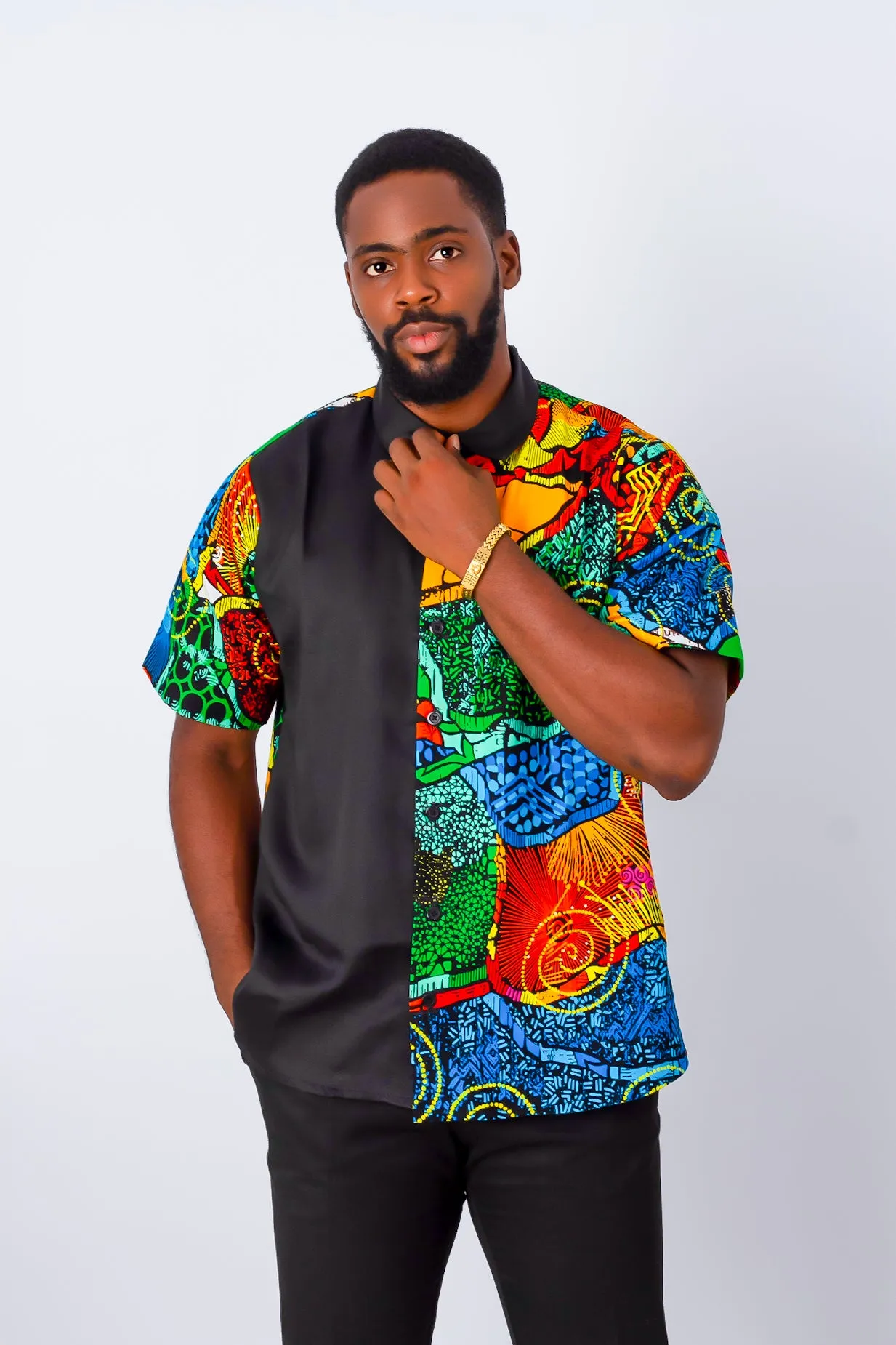 African Print Short Sleeve Shirt for Men - Arri