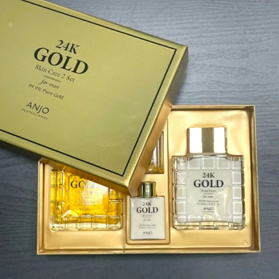 ANJO Professional 24k Gold Skincare Set For Men Anti Wrinkles Moisture Homme Cosmetics