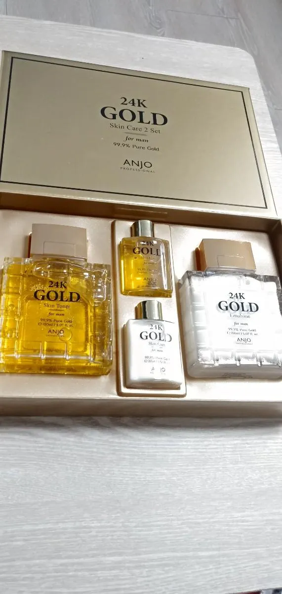 ANJO Professional 24k Gold Skincare Set For Men Anti Wrinkles Moisture Homme Cosmetics