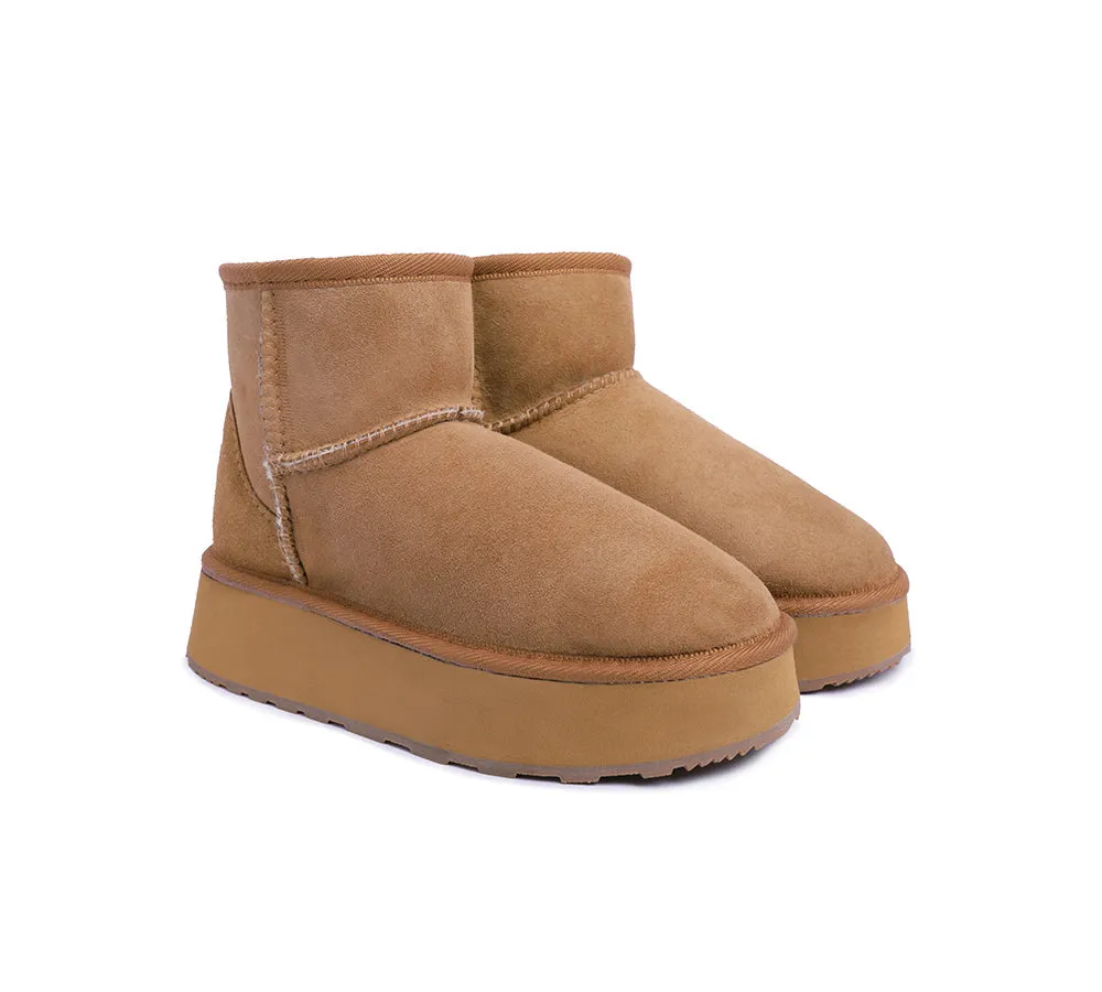 Australian Made Sheepskin Wool Ankle Boots Mini Platform