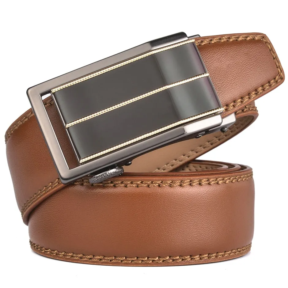 Automatic Buckle Brown Belt Men Brand Designer Mens Belts