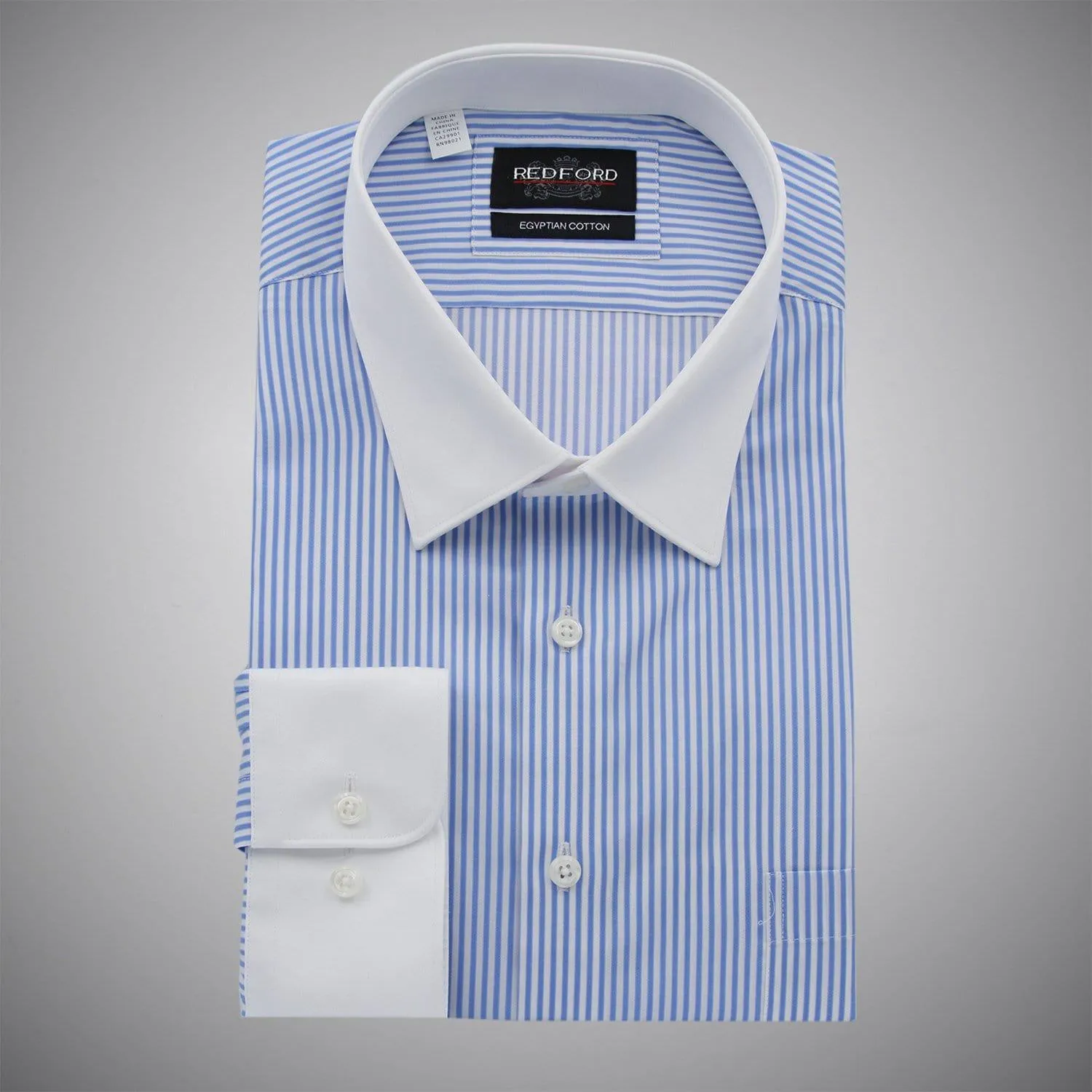 Light Blue Stripe Banker Collar Shirt - Mens Dress Shirt