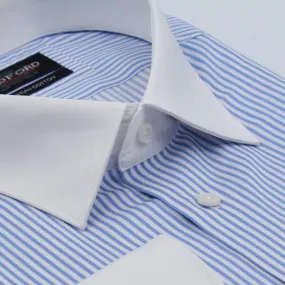 Light Blue Stripe Banker Collar Shirt - Mens Dress Shirt