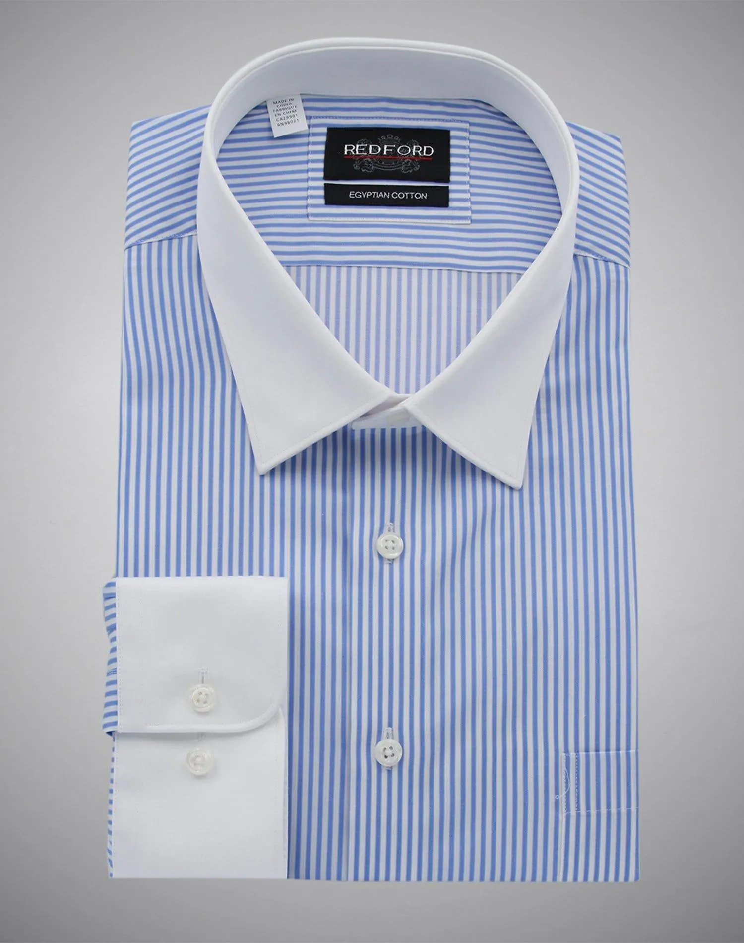 Light Blue Stripe Banker Collar Shirt - Mens Dress Shirt