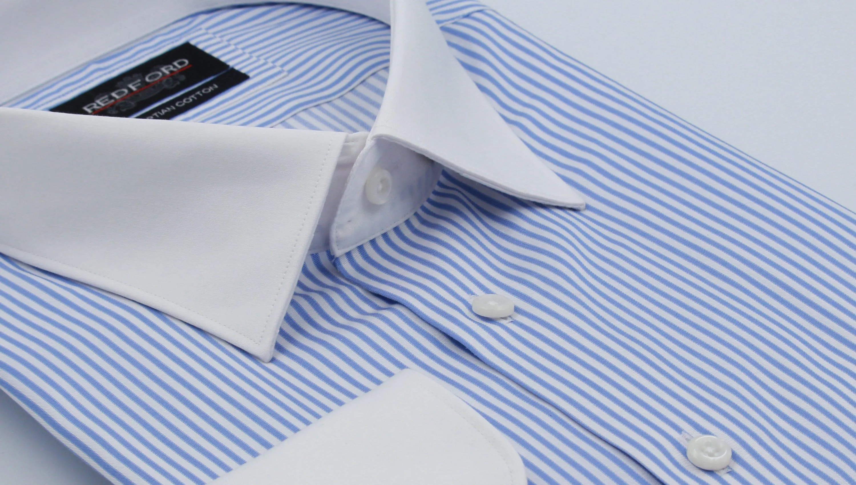 Light Blue Stripe Banker Collar Shirt - Mens Dress Shirt