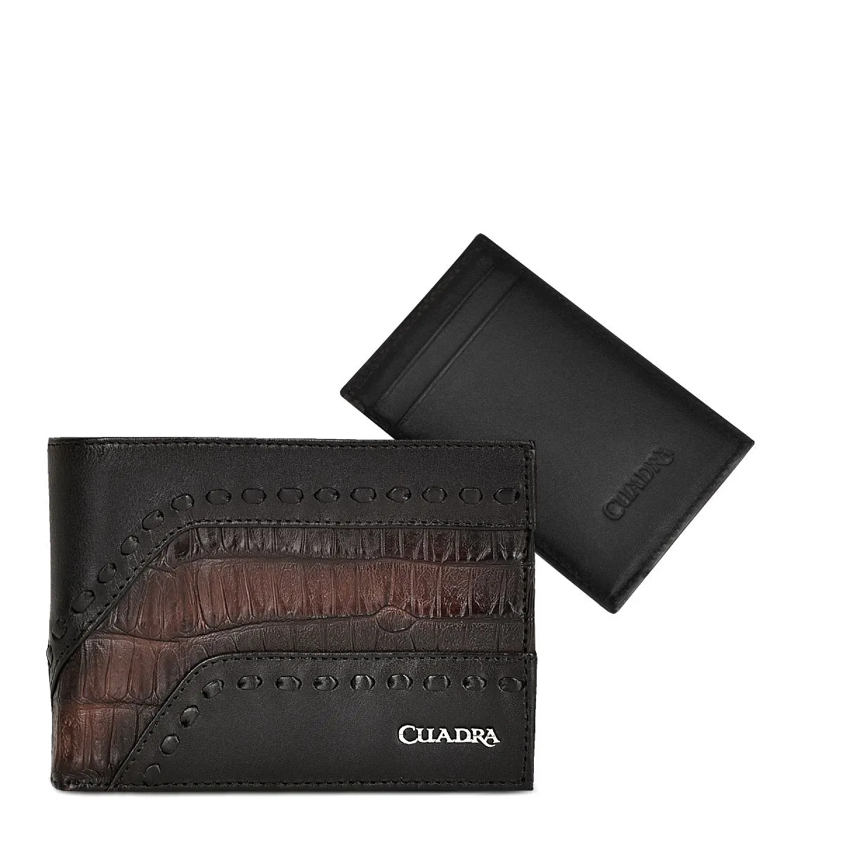 BC009FP - Cuadra chocolate classic exotic/fuscus bifold wallet for men.