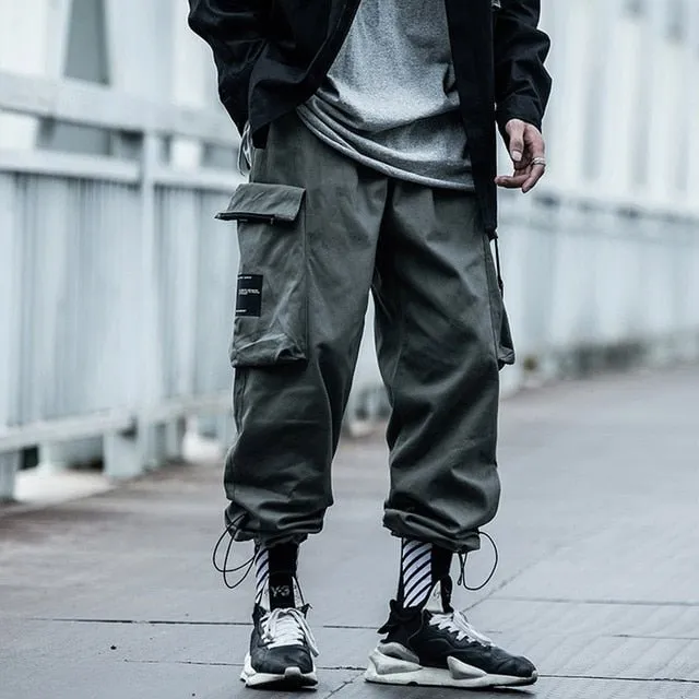 Big Pockets Male Harem Cargo Pants Harajuku Streetwear Sweatpants Hip Hop Casual Joggers Men Trousers Oversized