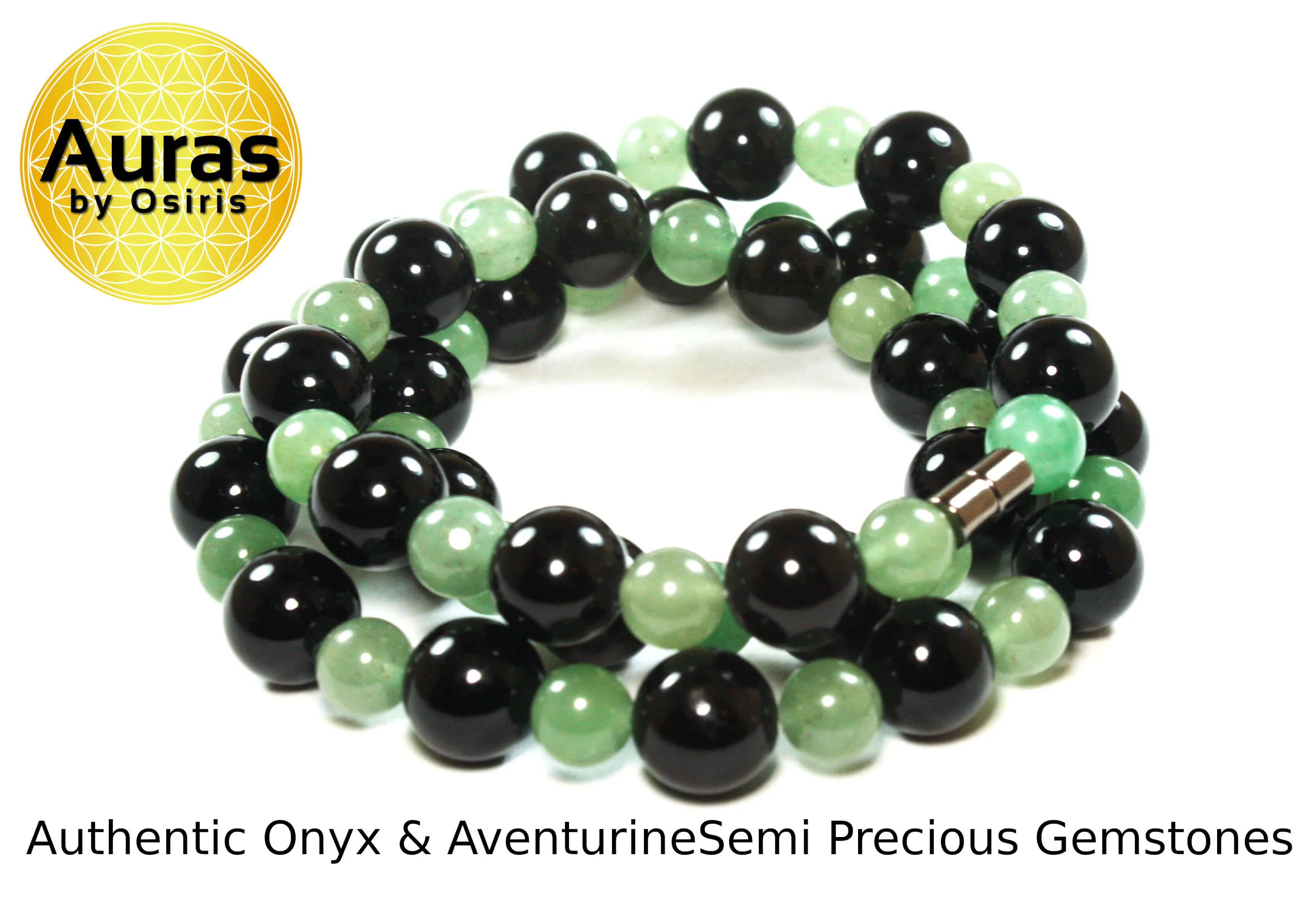 Black Onyx and Jade Aventurine Necklace - Heavy Stone Necklace