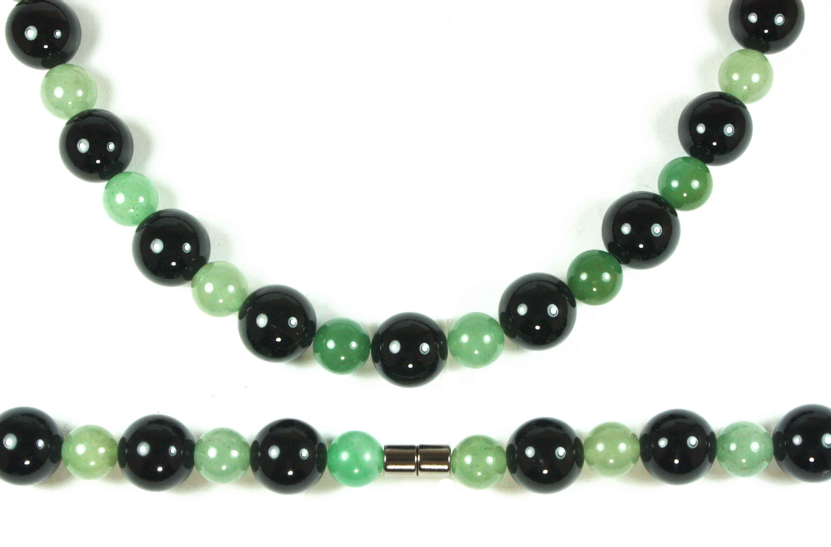 Black Onyx and Jade Aventurine Necklace - Heavy Stone Necklace