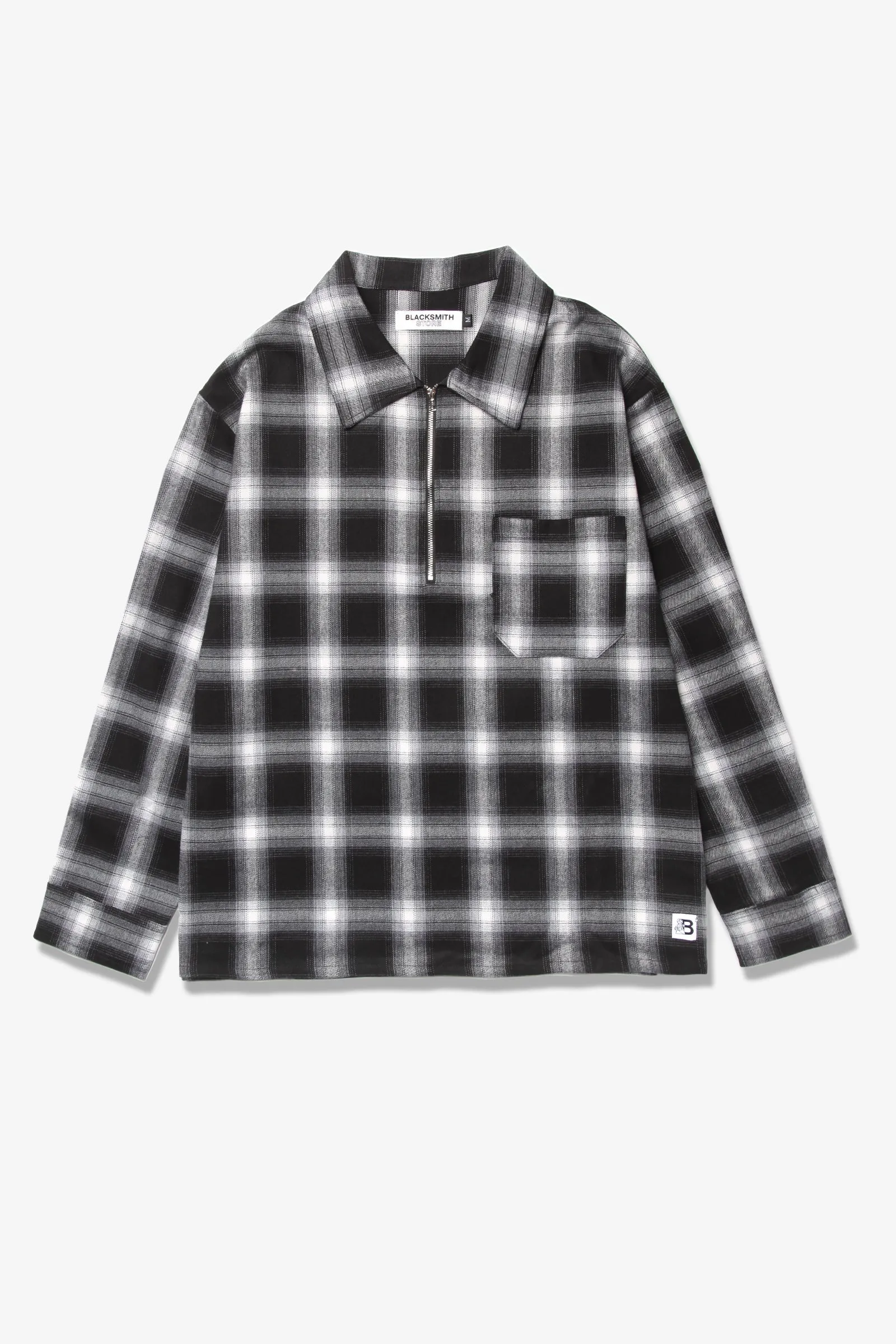 Blacksmith - Shadow Plaid Quarter Zip - Black/White