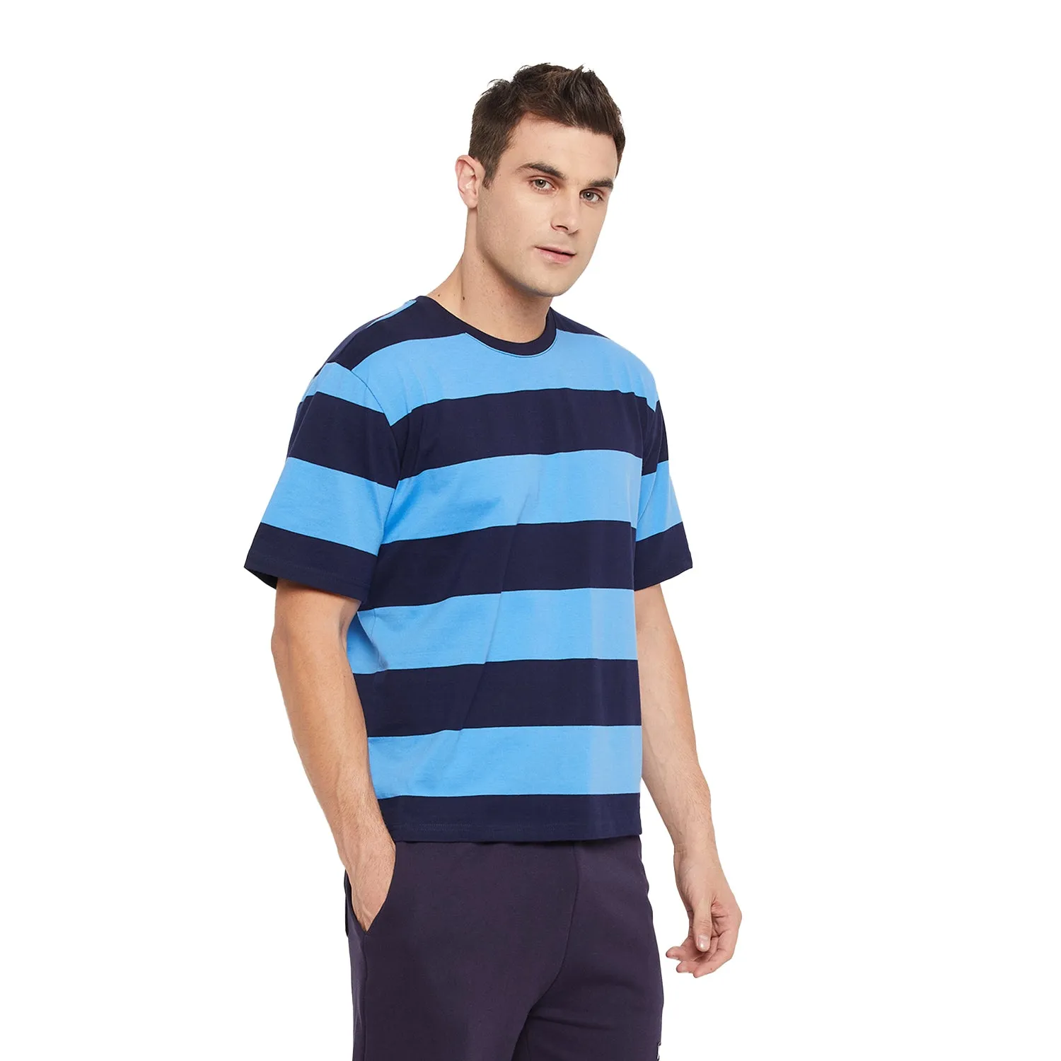 BLUE STRIPES OVERSIZED TEE