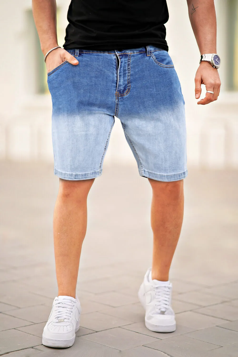 Buy $80 Free Shipping Men's Denim Short - Gradient Color