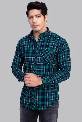 Check Shirt for Men - Men Regular Fit Checked Shirt Green