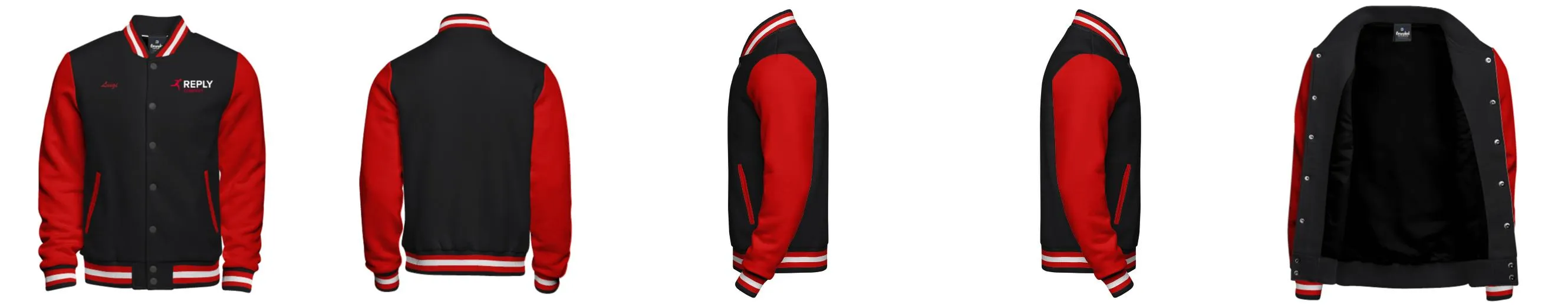 Cotton Fleece Varsity Jacket With Black Satin Lining