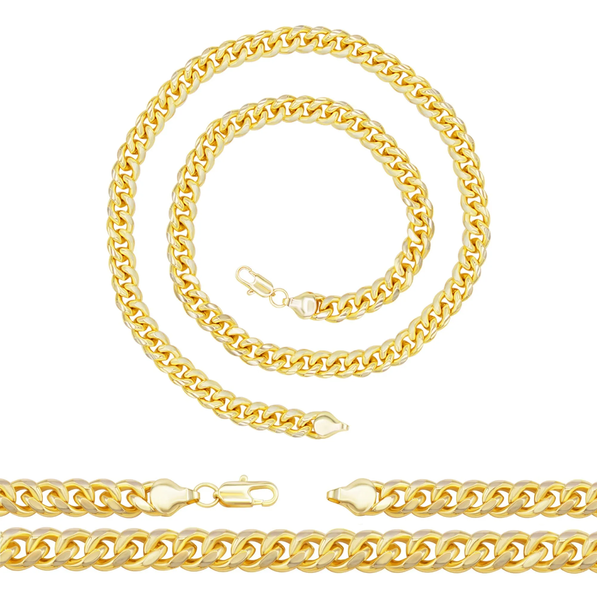 Cuban Link Chain 14K Gold Filled Necklace 24" Lobster Claw Clasp Jewelry Gift for Men 6 mm 8 mm