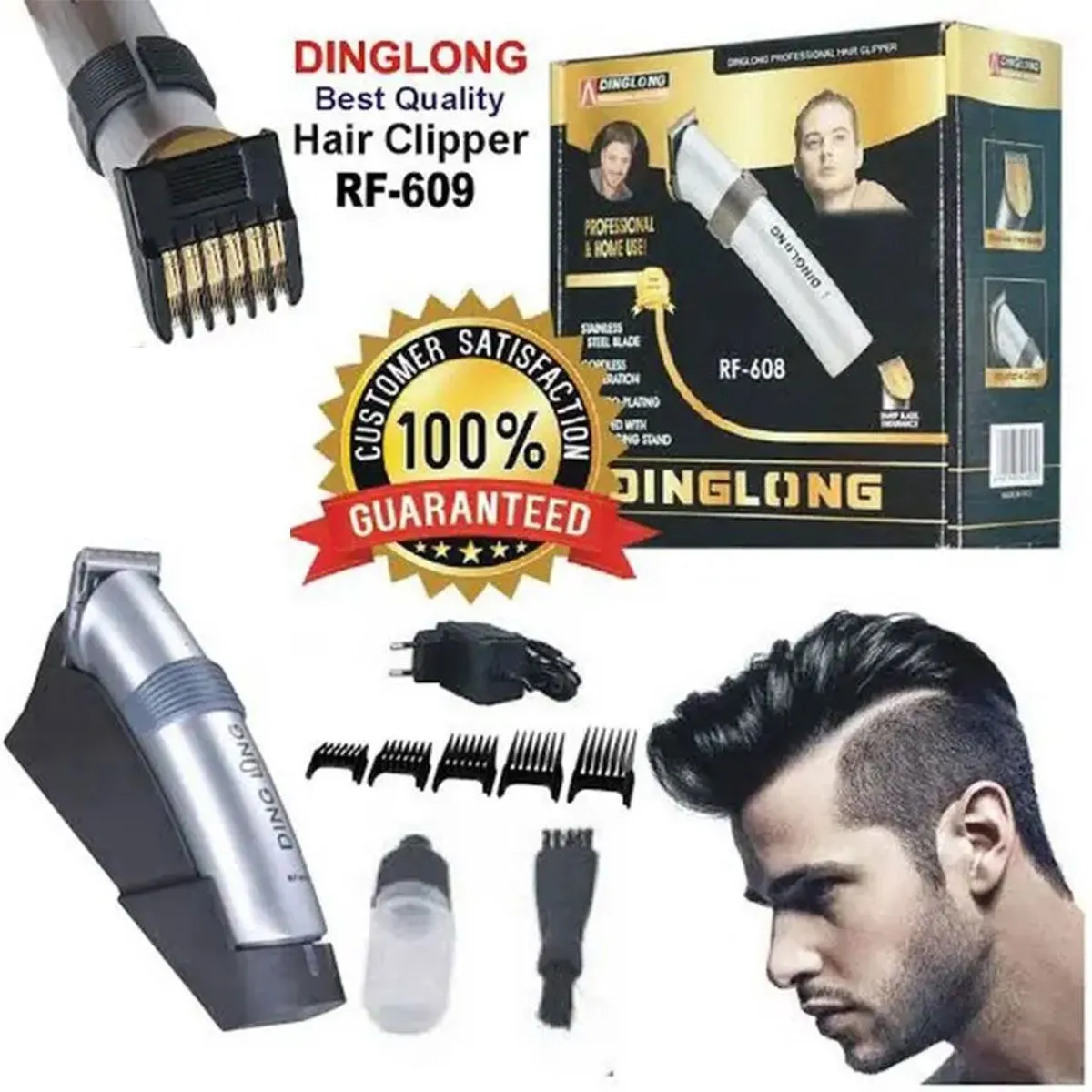 Dinglong RF-609X 100% Original rechargeable with charge base Hair And Beard shaving machine And Grooming For Men