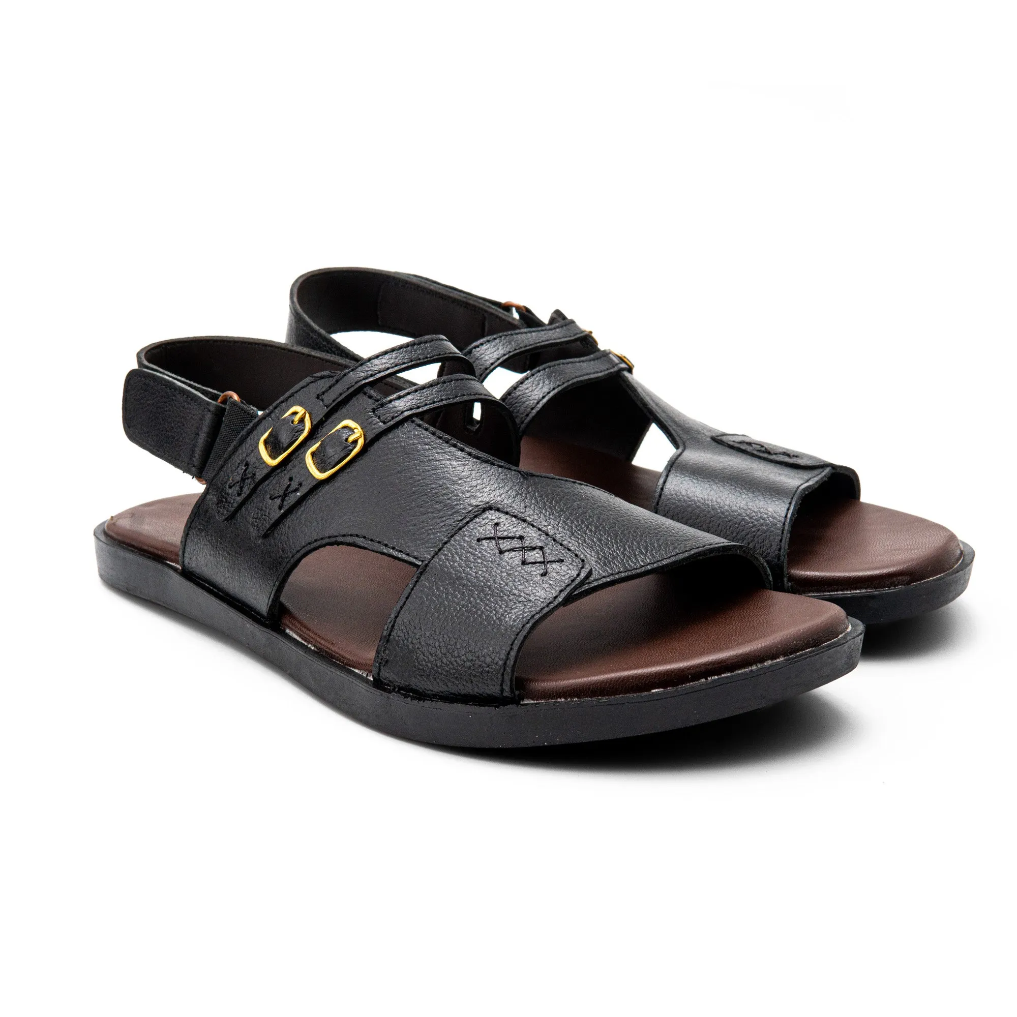 Double Buckle Men Leather Sandals