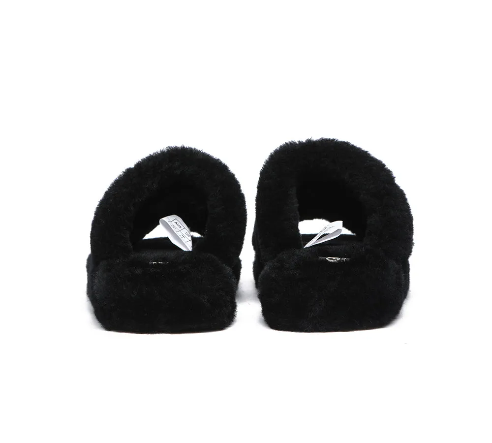 Double Strap Fluffy Slides Women Jessica