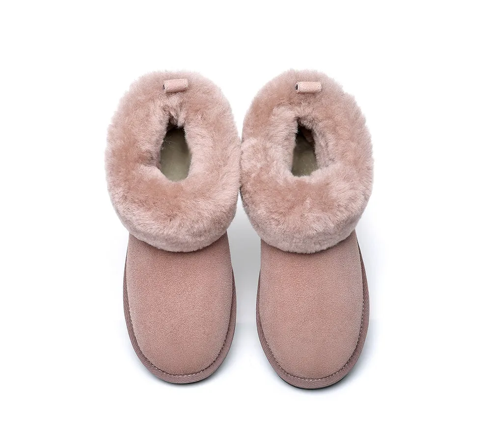 Emmy Women Sheepskin Slippers Fluffy Collar