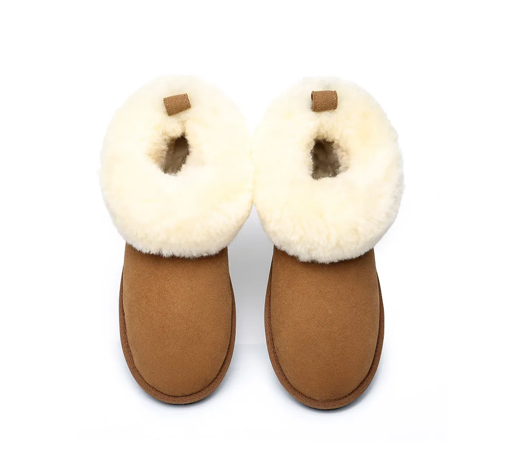 Emmy Women Sheepskin Slippers Fluffy Collar