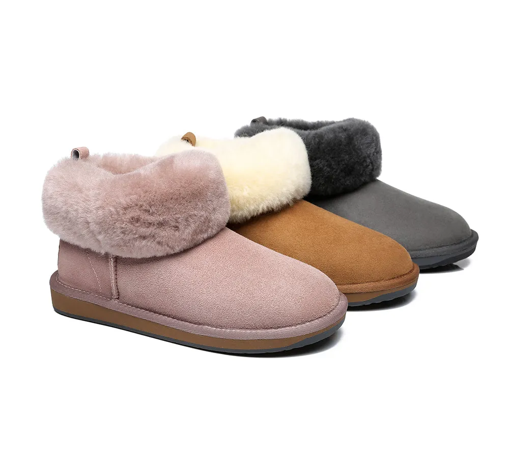 Emmy Women Sheepskin Slippers Fluffy Collar