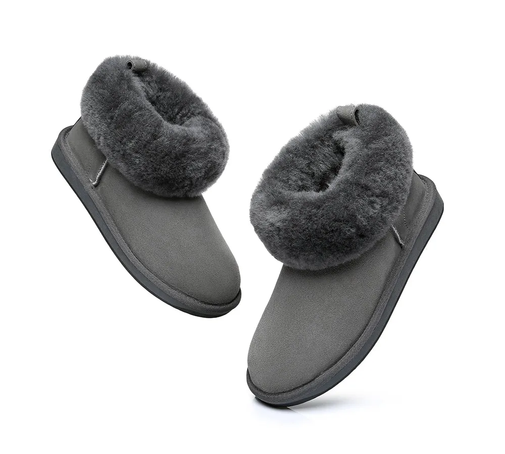 Emmy Women Sheepskin Slippers Fluffy Collar