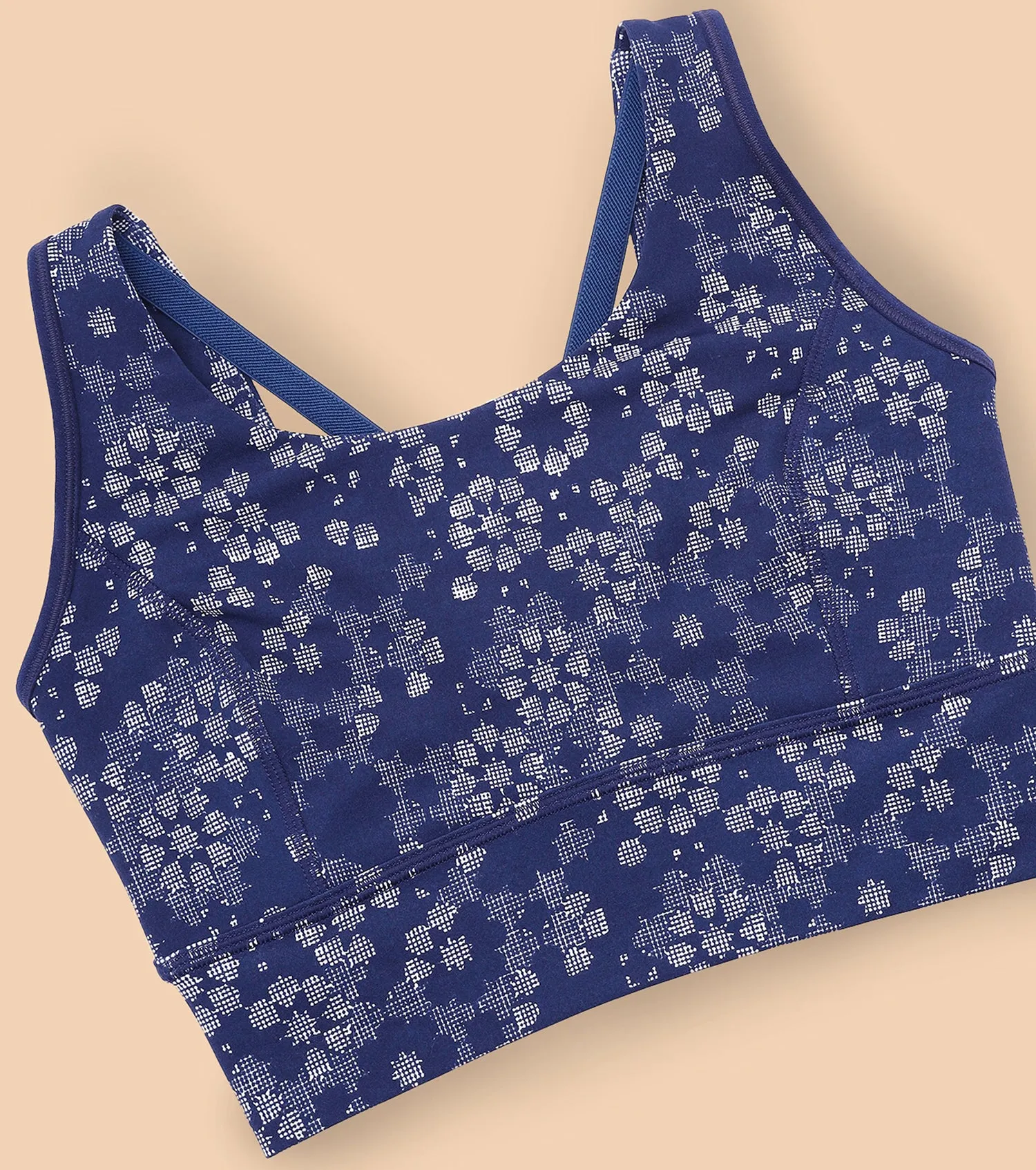 Enamor A204 Printed Sports Bra - High-Impact Dry Fit Long Line Sports Bra with Stylish Print