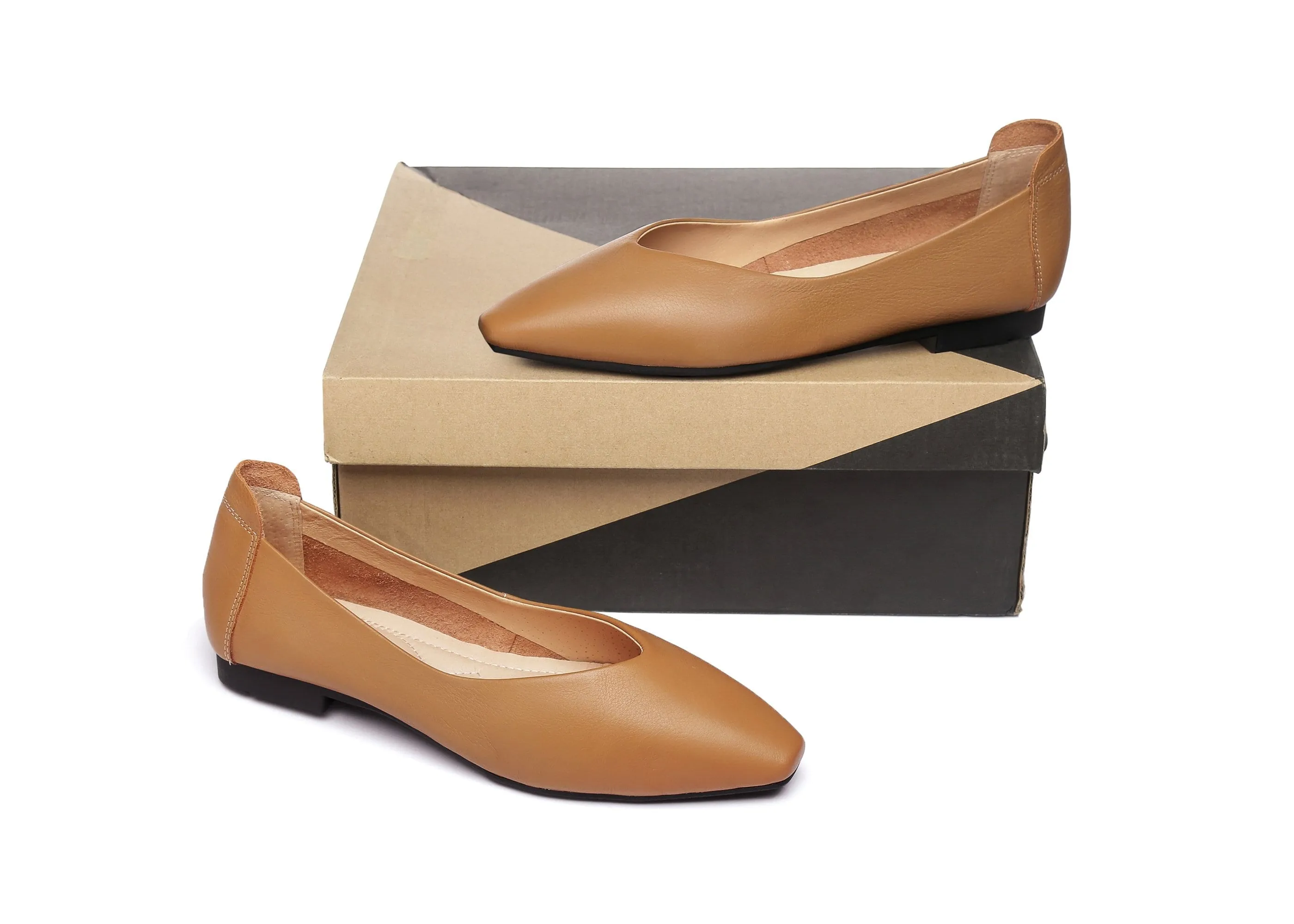 Everly Leather Pointed Toe Ballet Flats