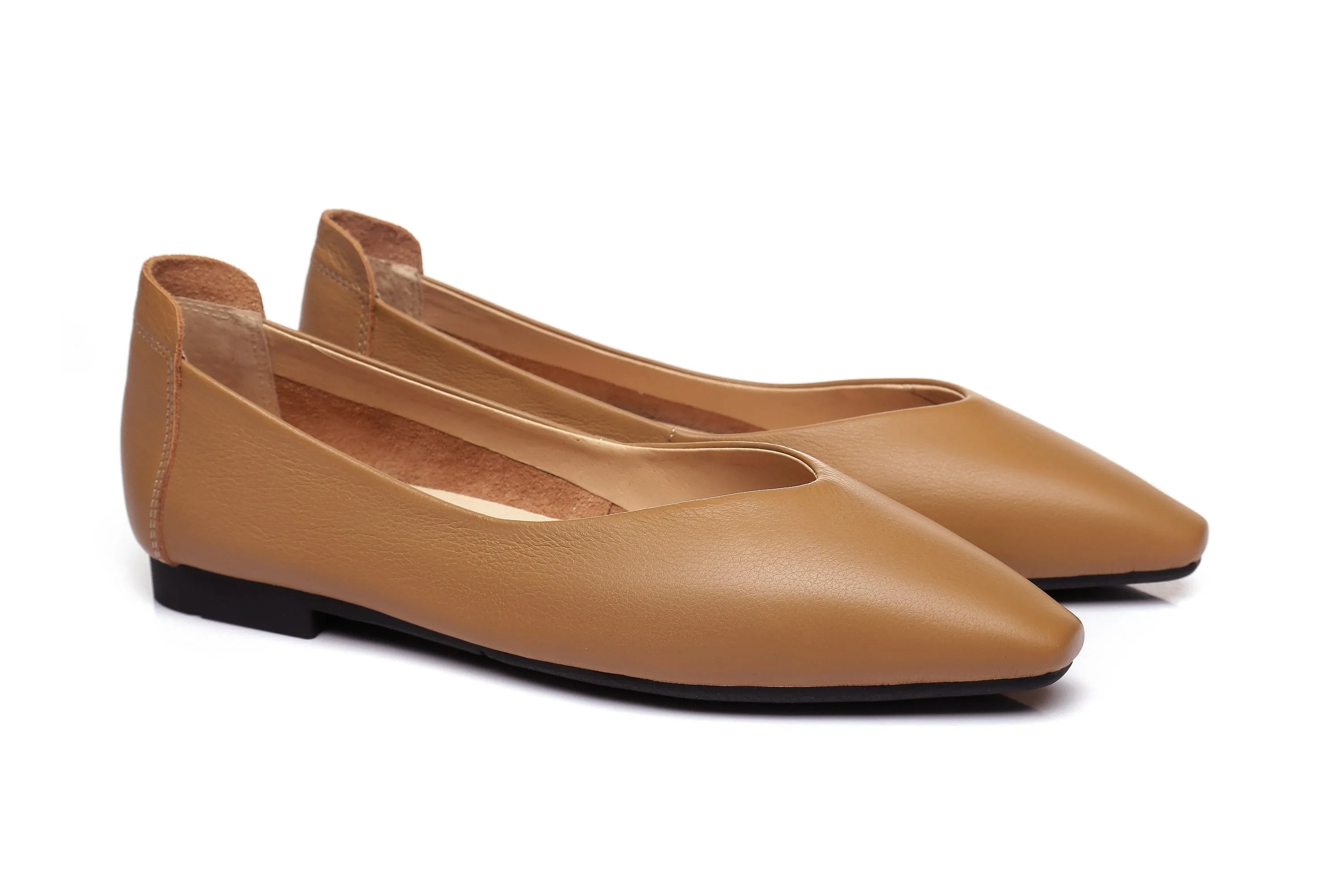 Everly Leather Pointed Toe Ballet Flats