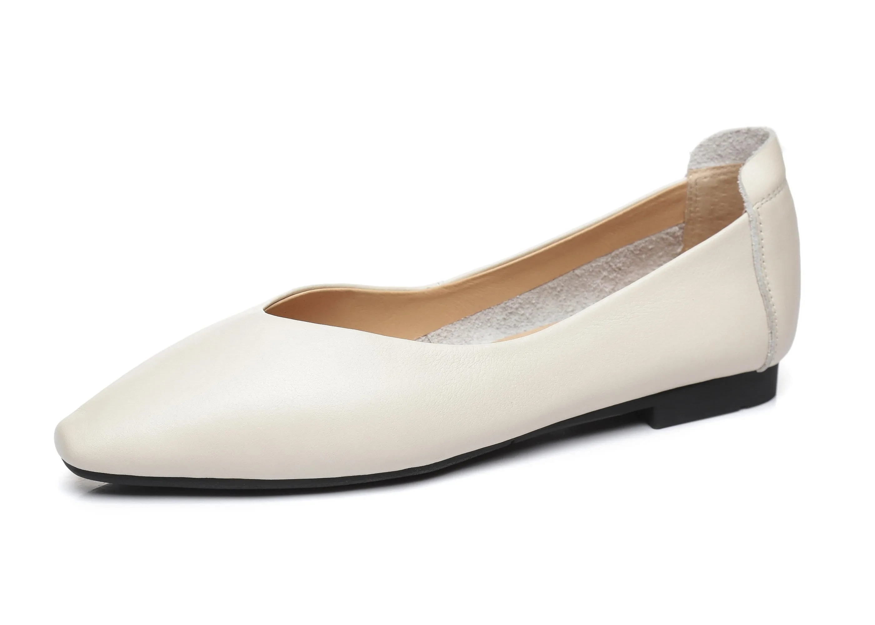 Everly Leather Pointed Toe Ballet Flats