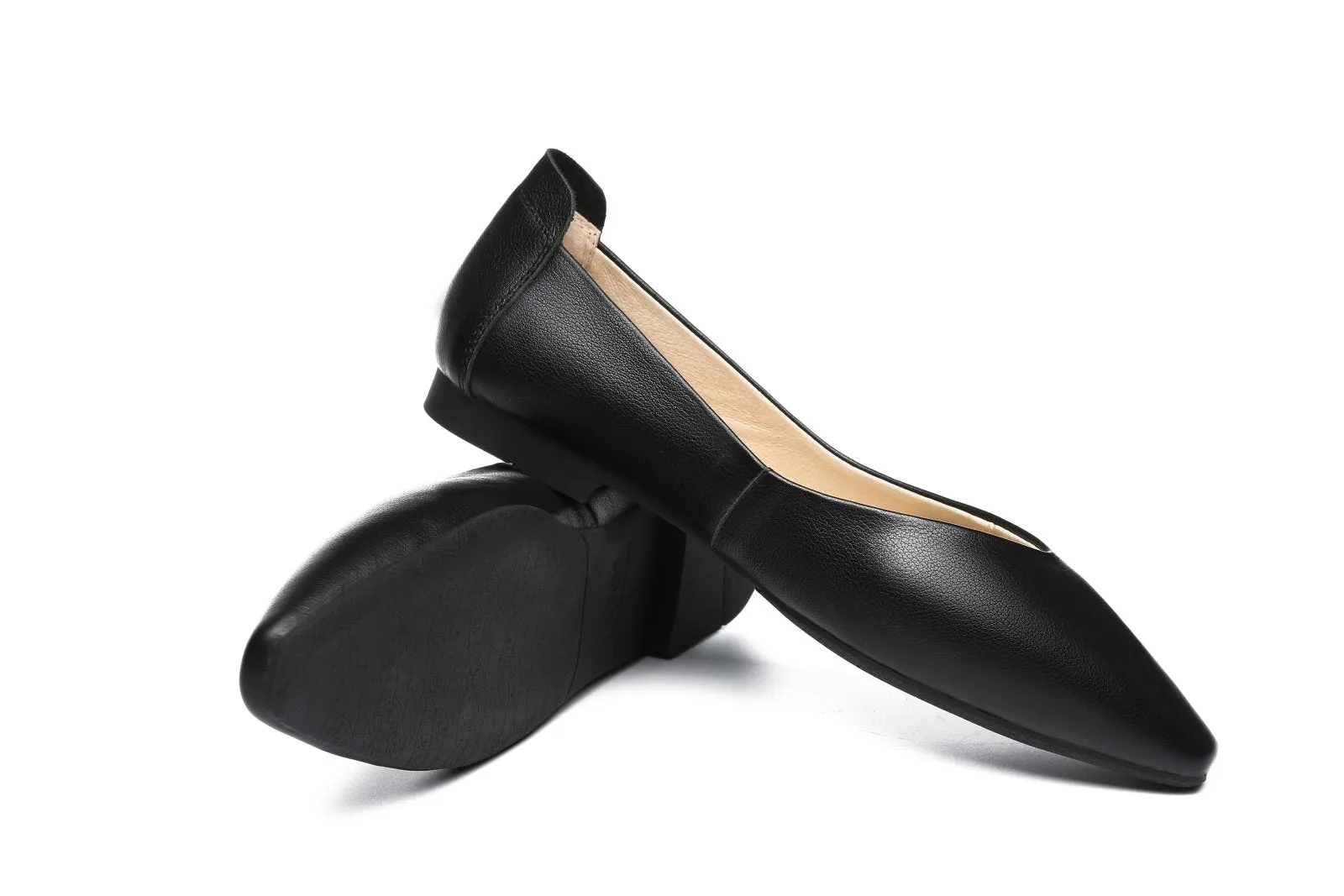 Everly Leather Pointed Toe Ballet Flats