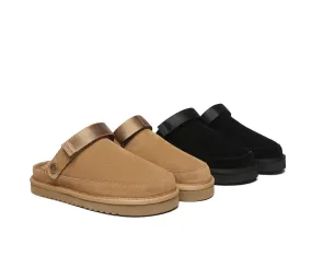 Flats Cow Suede Upper Adjustable Strap Slip-on Water Resistant Sandals Slippers Sierra