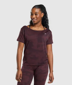 Gymshark Adapt Camo Seamless T-Shirt - Plum Brown/Burgundy Brown