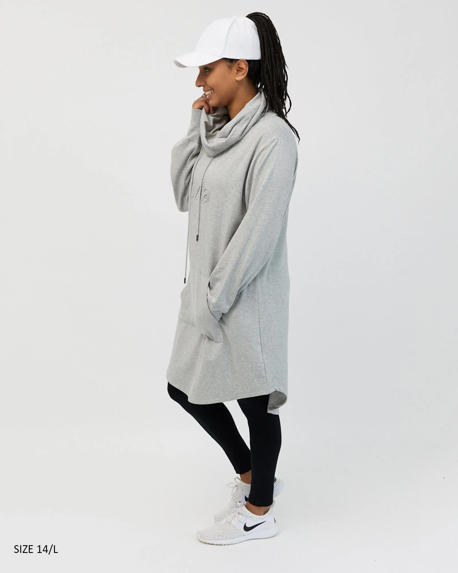 Isla cowl neck dress - light grey